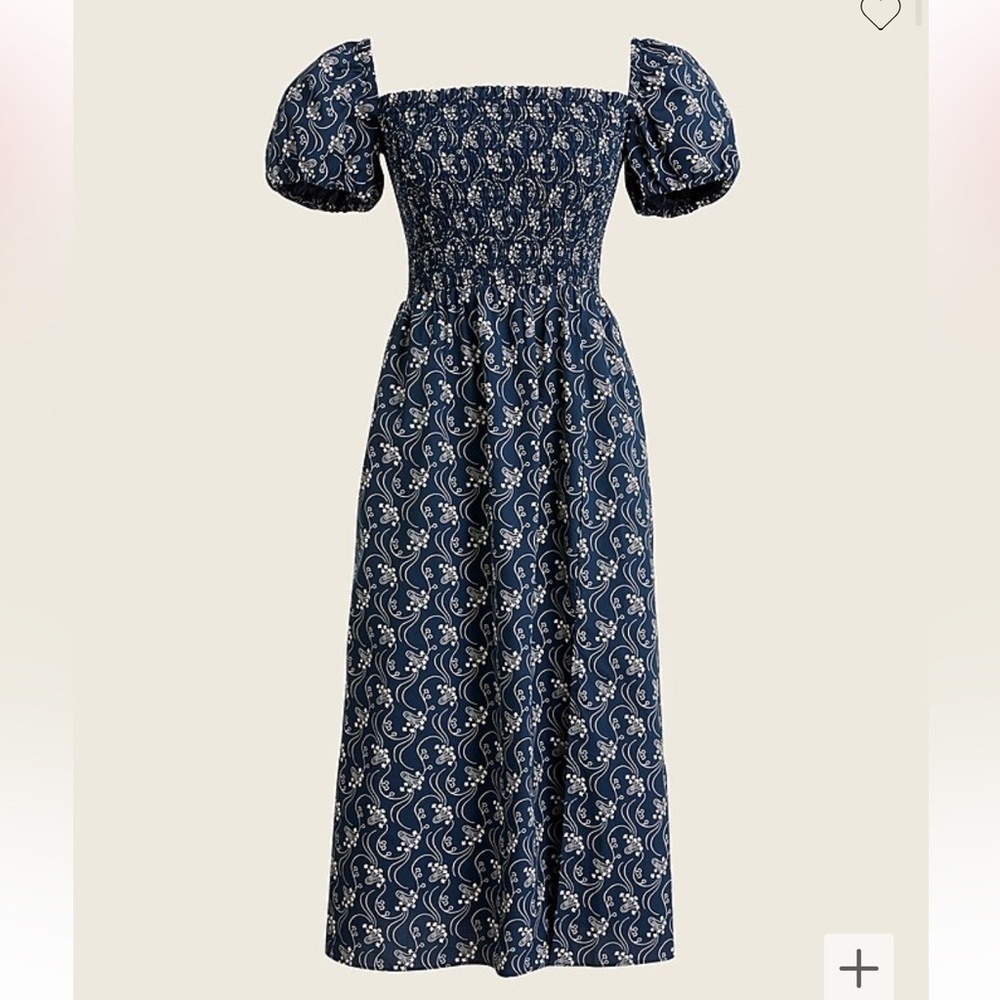 J. Crew Short-sleeve smocked dress in starry swirl, XXS
